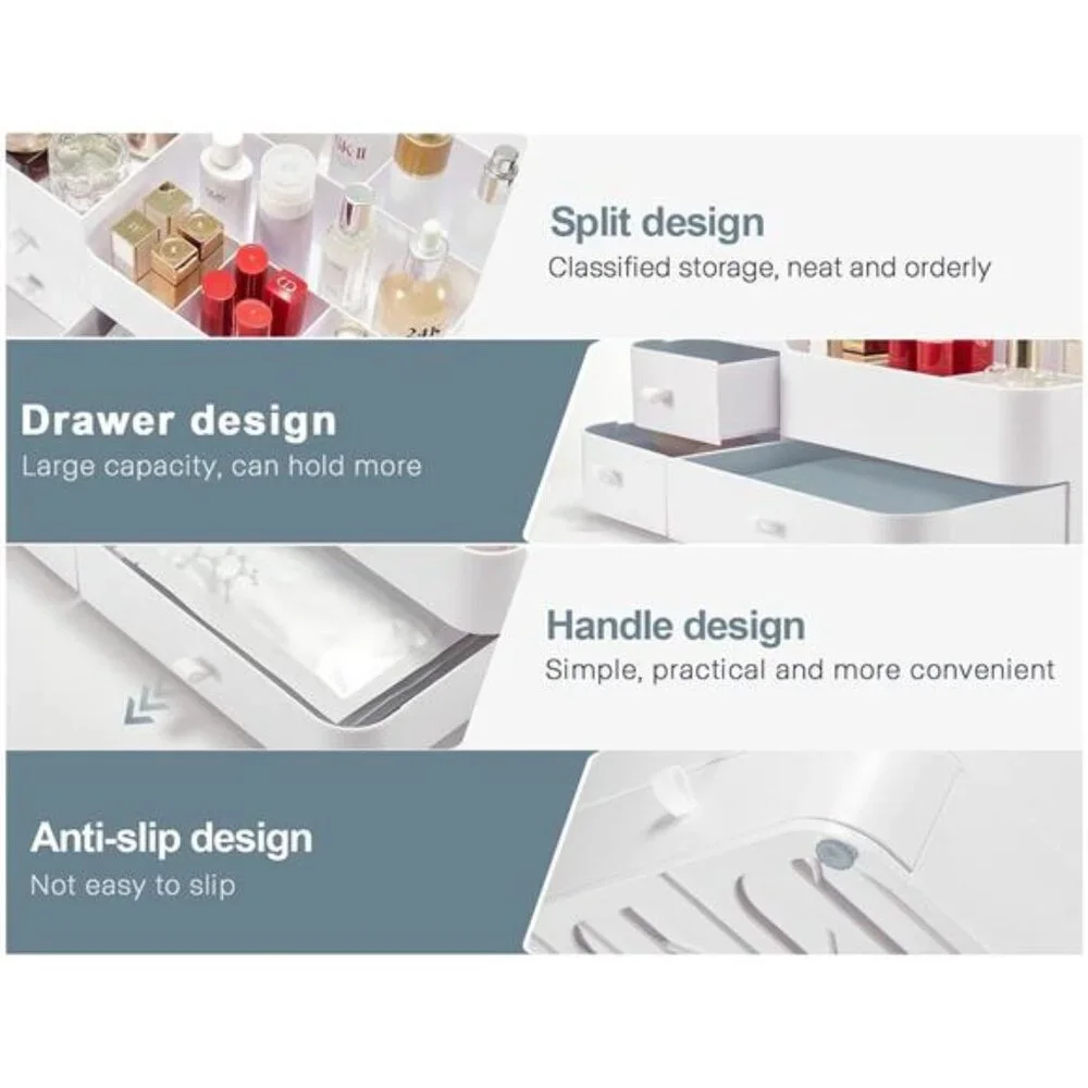 Makeup Organizer with Drawers,Large Capacity Countertop Organizer for Vanity